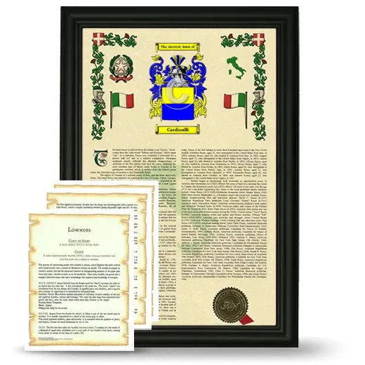 Cardinalli Framed Armorial History and Symbolism - Black