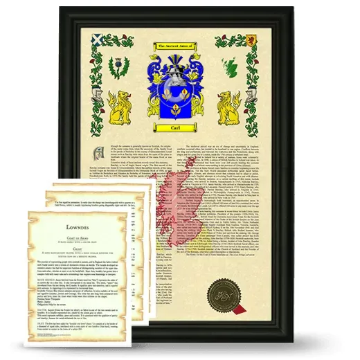 Carl Framed Armorial History and Symbolism - Black