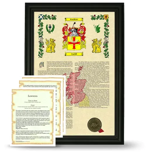 Carlill Framed Armorial History and Symbolism - Black