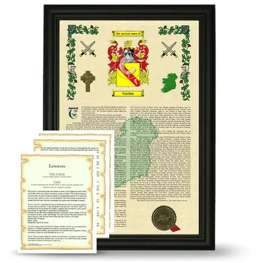 Caulan Framed Armorial History and Symbolism - Black