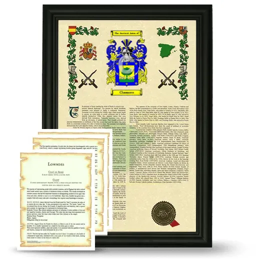 Chamoro Framed Armorial History and Symbolism - Black