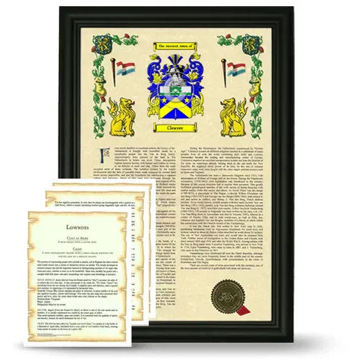 Cleaver Framed Armorial History and Symbolism - Black