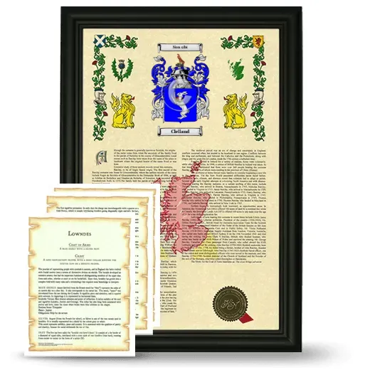 Clelland Framed Armorial History and Symbolism - Black