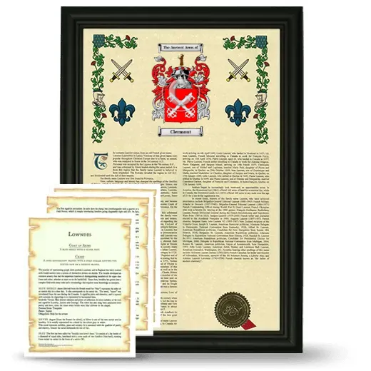Clermont Framed Armorial History and Symbolism - Black