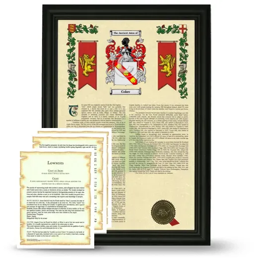 Coker Framed Armorial History and Symbolism - Black