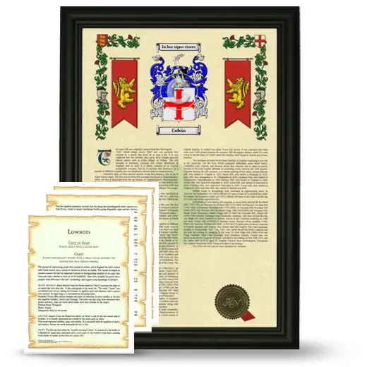 Colvin Framed Armorial History and Symbolism - Black