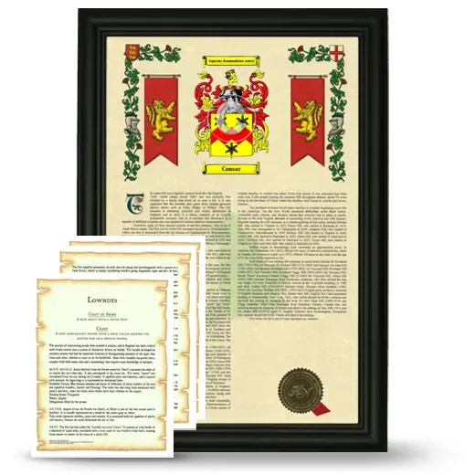 Comar Framed Armorial History and Symbolism - Black