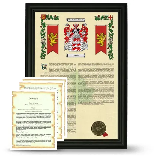 Combs Framed Armorial History and Symbolism - Black