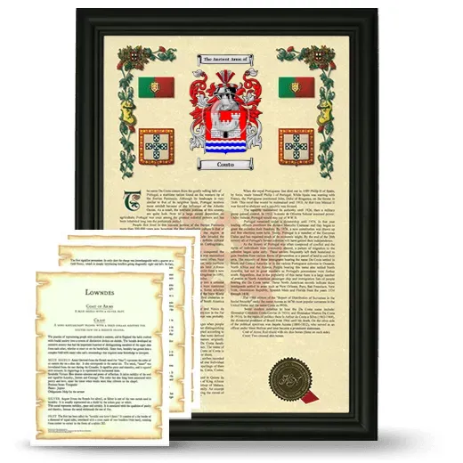 Couto Framed Armorial History and Symbolism - Black