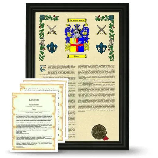 Coyer Framed Armorial History and Symbolism - Black