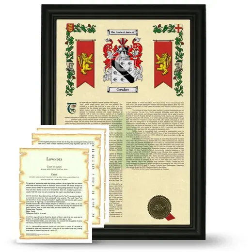 Crewker Framed Armorial History and Symbolism - Black