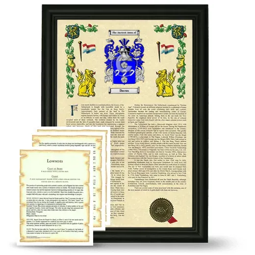 Dacus Framed Armorial History and Symbolism - Black
