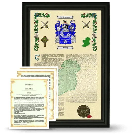 Darcey Framed Armorial History and Symbolism - Black