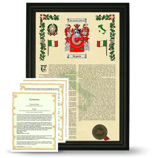De gavio Framed Armorial History and Symbolism - Black