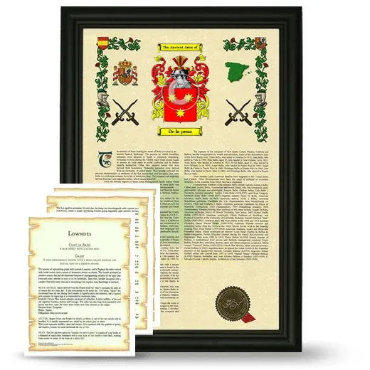 De la pena Framed Armorial History and Symbolism - Black