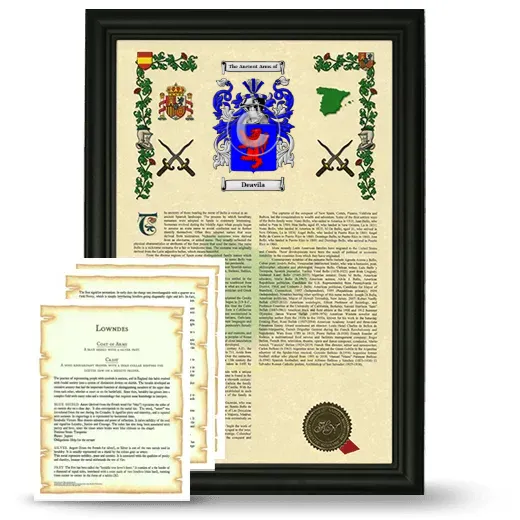 Deavila Framed Armorial History and Symbolism - Black