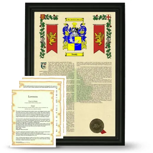 Dendy Framed Armorial History and Symbolism - Black