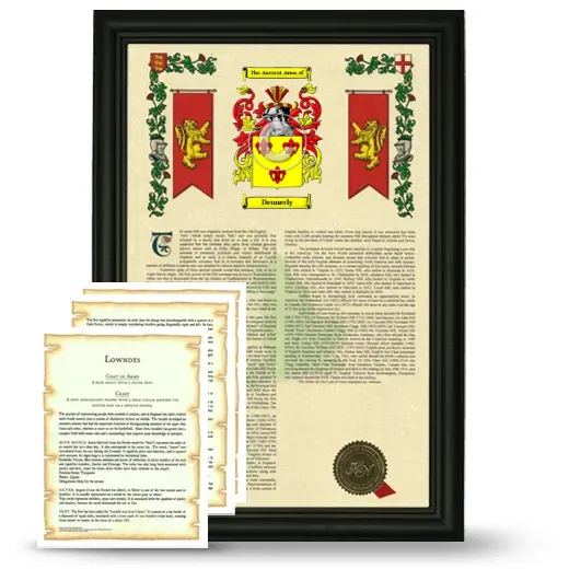 Dennerly Framed Armorial History and Symbolism - Black