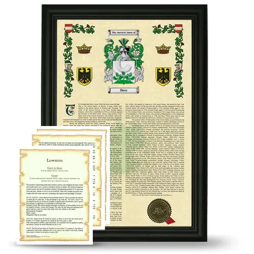 Dere Framed Armorial History and Symbolism - Black
