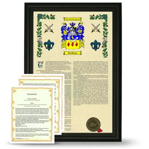 Deschamp Framed Armorial History and Symbolism - Black