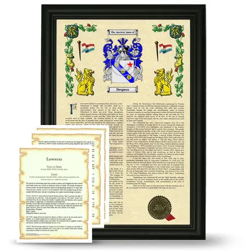 Despens Framed Armorial History and Symbolism - Black