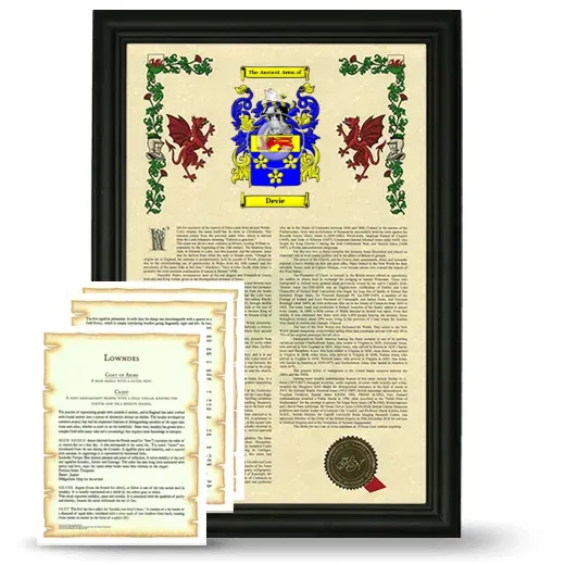 Devie Framed Armorial History and Symbolism - Black