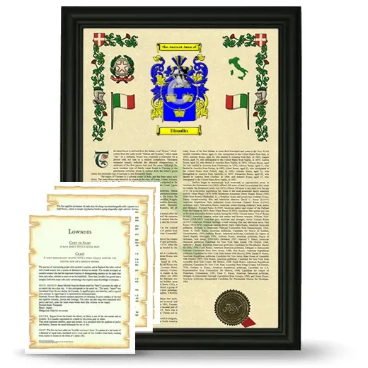 Dinadin Framed Armorial History and Symbolism - Black