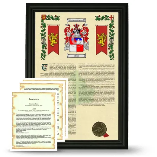 Dinar Framed Armorial History and Symbolism - Black