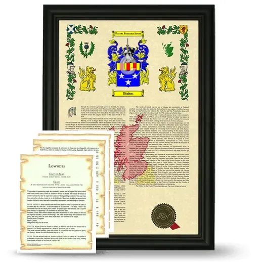 Dixion Framed Armorial History and Symbolism - Black