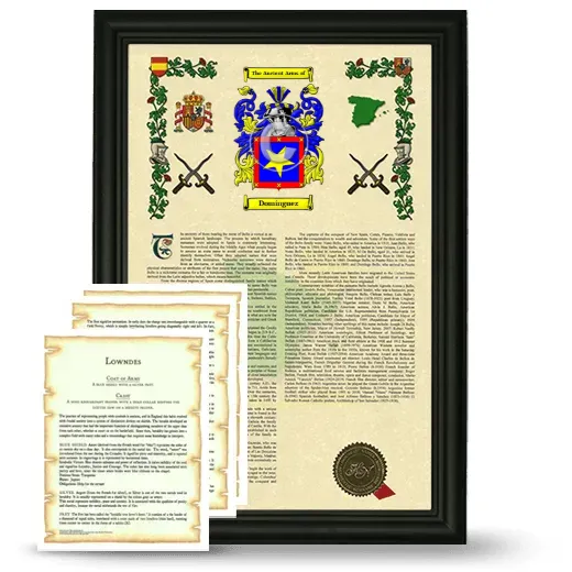 Domínguez Framed Armorial History and Symbolism - Black