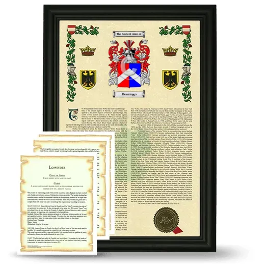Domingo Framed Armorial History and Symbolism - Black