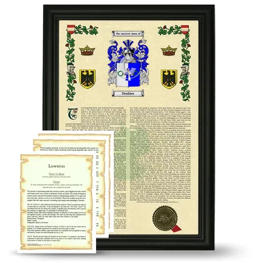 Doshier Framed Armorial History and Symbolism - Black