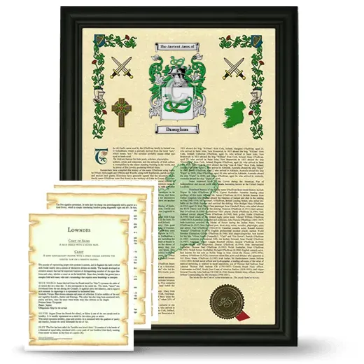 Draughon Framed Armorial History and Symbolism - Black