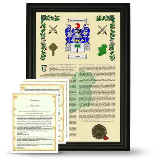 Dulin Framed Armorial History and Symbolism - Black