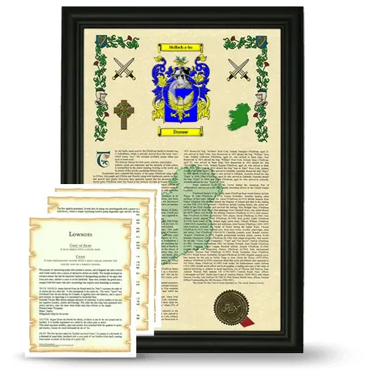 Dunne Framed Armorial History and Symbolism - Black
