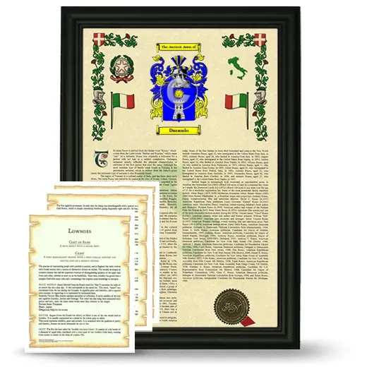 Durando Framed Armorial History and Symbolism - Black