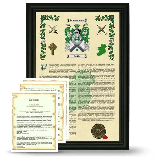 Durkin Framed Armorial History and Symbolism - Black
