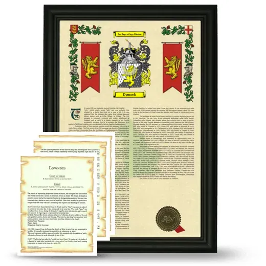 Dymock Framed Armorial History and Symbolism - Black