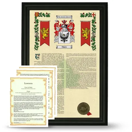 Elmen Framed Armorial History and Symbolism - Black