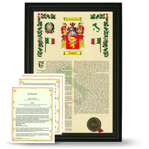 Emanuel Framed Armorial History and Symbolism - Black
