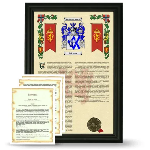 Ericksen Framed Armorial History and Symbolism - Black