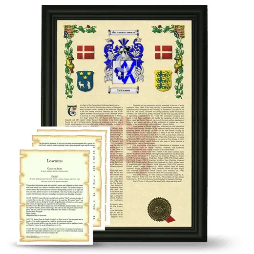 Ericsson Framed Armorial History and Symbolism - Black