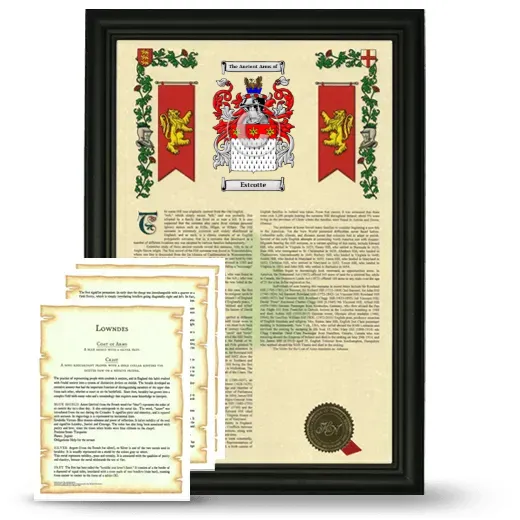Estcotte Framed Armorial History and Symbolism - Black