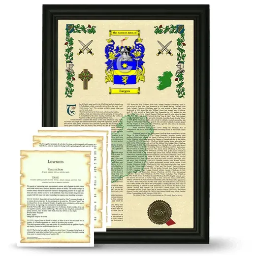 Fargus Framed Armorial History and Symbolism - Black