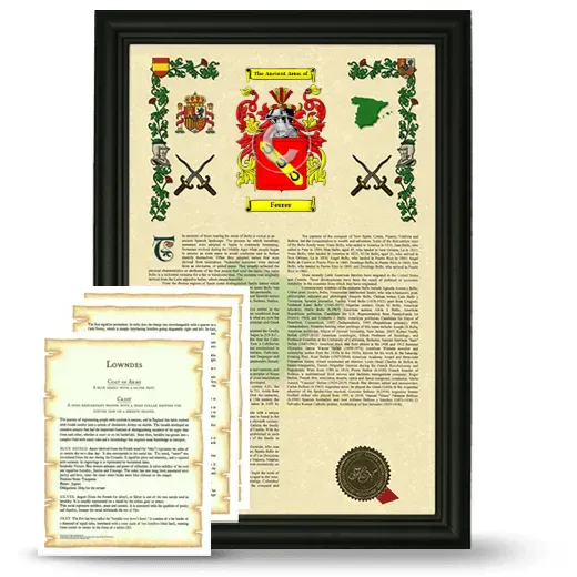 Ferrer Framed Armorial History and Symbolism - Black
