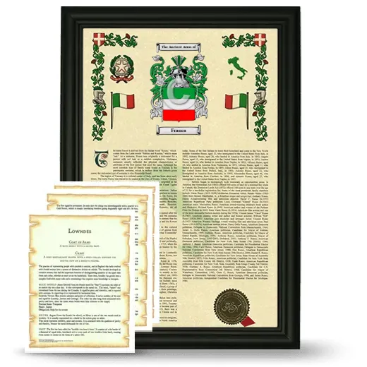 Franca Framed Armorial History and Symbolism - Black
