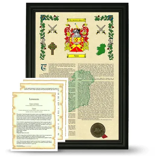 Fynn Framed Armorial History and Symbolism - Black