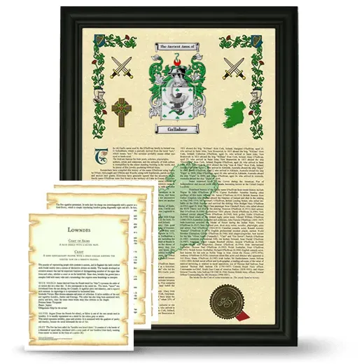 Gallahue Framed Armorial History and Symbolism - Black