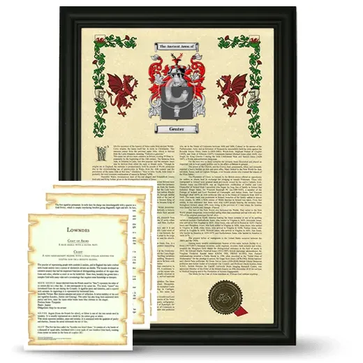 Genter Framed Armorial History and Symbolism - Black