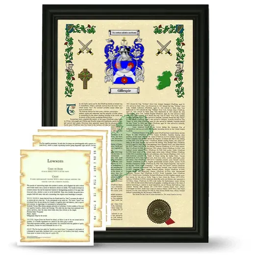 Gillespie Framed Armorial History and Symbolism - Black